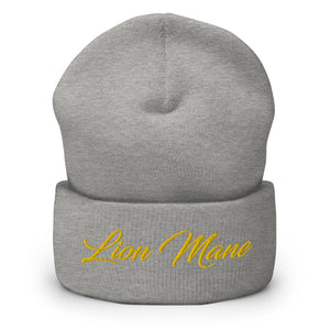 Lion Mane Cuffed Beanie - Gold Letter