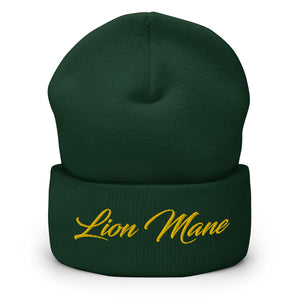 Lion Mane Cuffed Beanie - Gold Letter