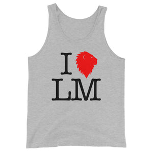 "I (heart) LM" Classic Red Unisex Tank Top (Light)