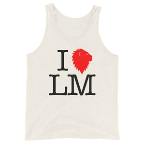 "I (heart) LM" Classic Red Unisex Tank Top (Light)