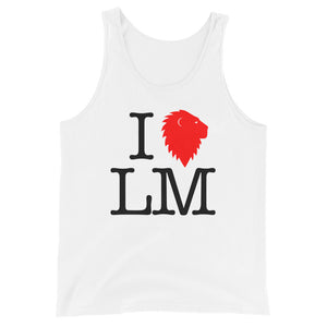 "I (heart) LM" Classic Red Unisex Tank Top (Light)