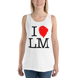 "I (heart) LM" Classic Red Unisex Tank Top (Light)