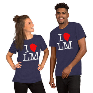 "I (heart) LM" Classic Red Unisex Tee (Dark)