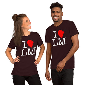 "I (heart) LM" Classic Red Unisex Tee (Dark)